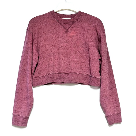 Aritzia Wilfred French Terry Cropped Sweatshirt Womens Size Small Heathered Pink - Picture 1 of 8